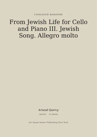 From Jewish Life for Cello and Piano III. Jewish Song. Allegro molto