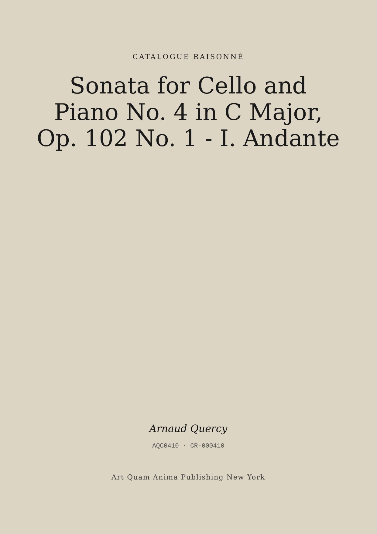 Sonata for Cello and Piano No. 4 in C Major, Op. 102 No. 1 - I. Andante