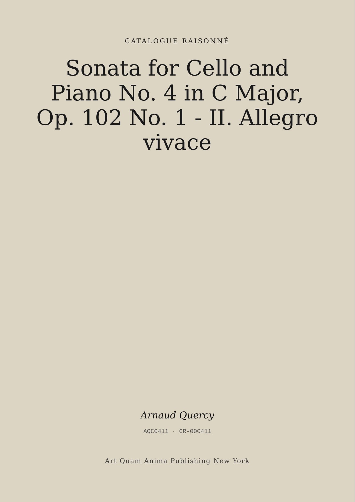 Sonata for Cello and Piano No. 4 in C Major, Op. 102 No. 1 - II. Allegro vivace