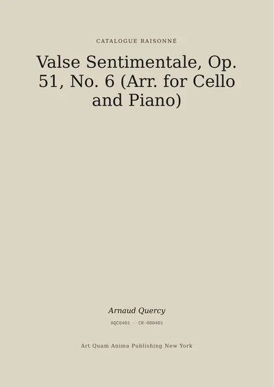 Valse Sentimentale, Op. 51, No. 6 (Arr. for Cello and Piano)