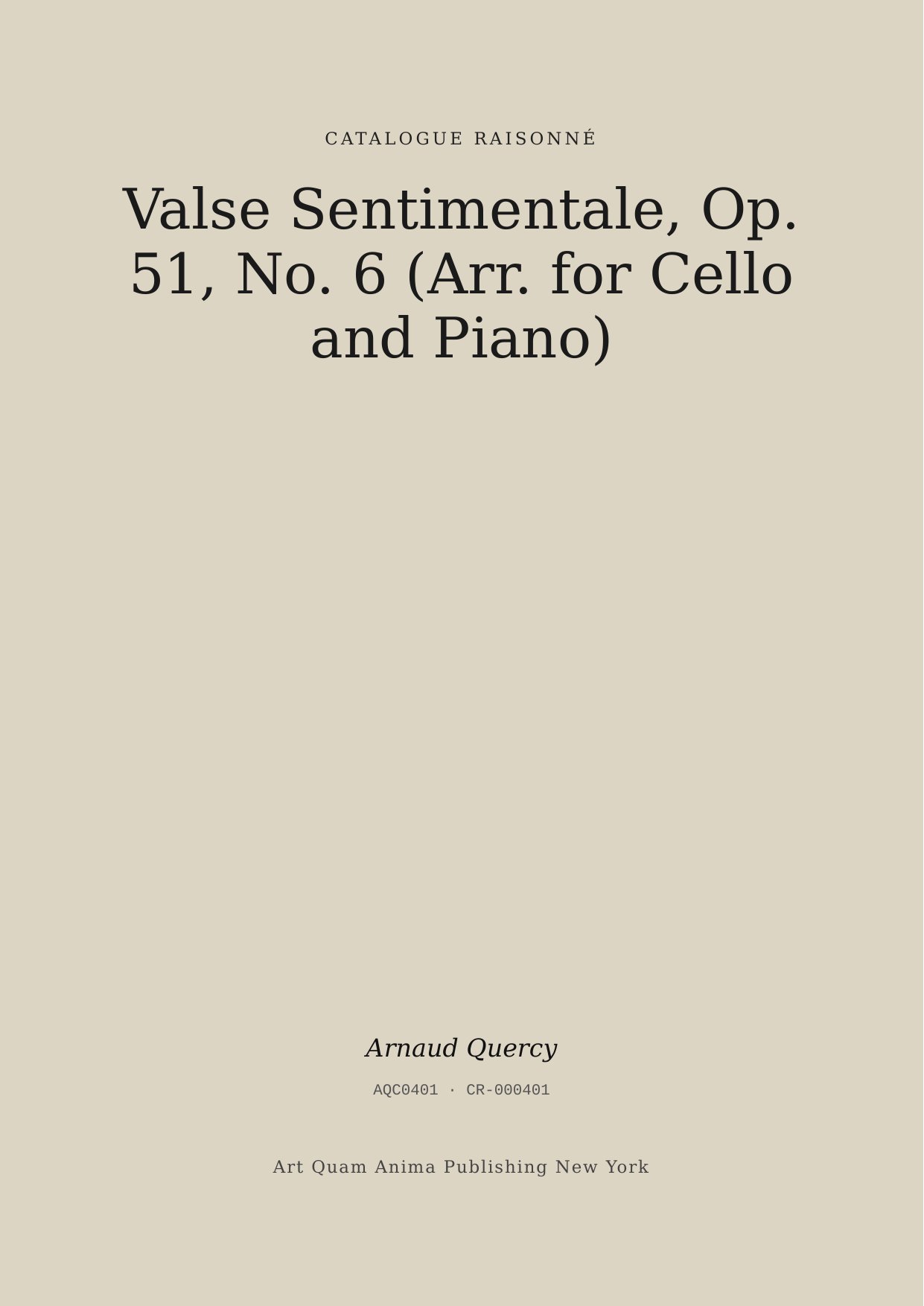 Valse Sentimentale, Op. 51, No. 6 (Arr. for Cello and Piano)