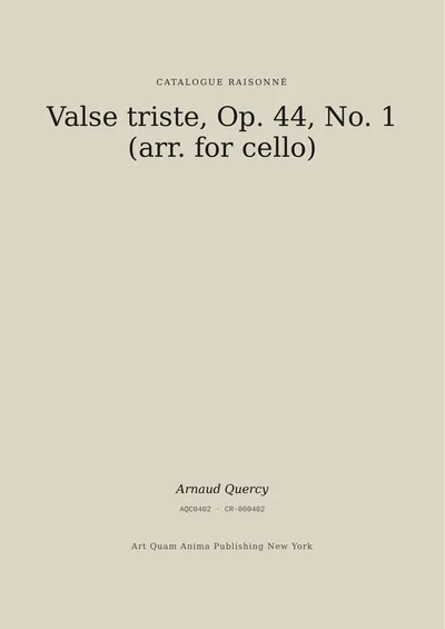 Valse triste, Op. 44, No. 1 (arr. for cello)