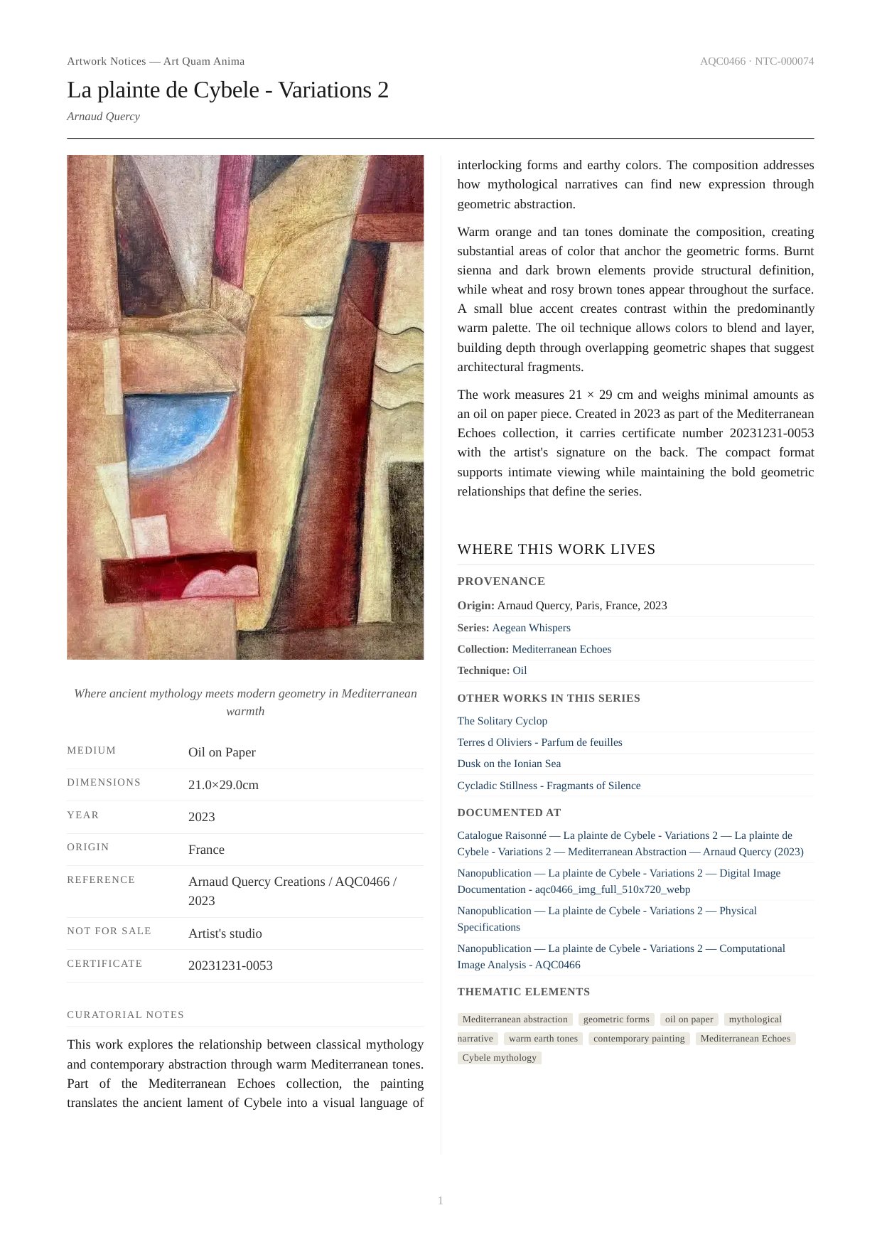 La plainte de Cybele - Variations 2