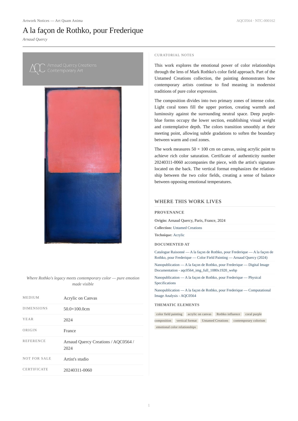 A la façon de Rothko, pour Frederique
