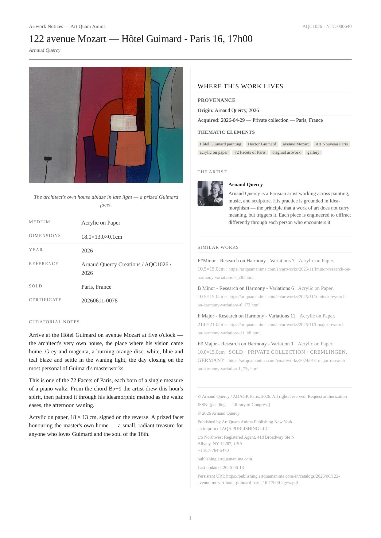 122 avenue Mozart — Hôtel Guimard - Paris 16, 17h00