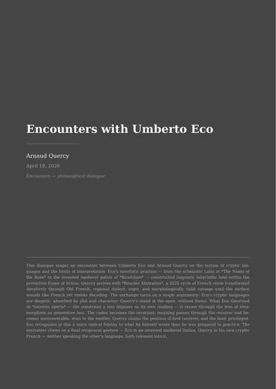 Encounters with Umberto Eco