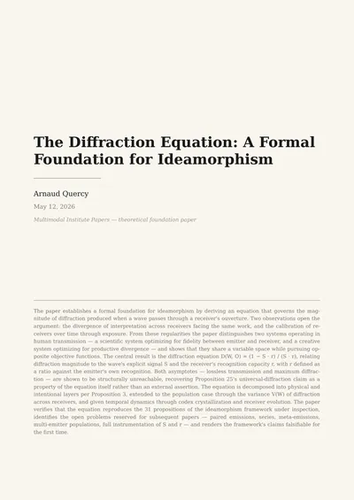 The Diffraction Equation: A Formal Foundation for Ideamorphism