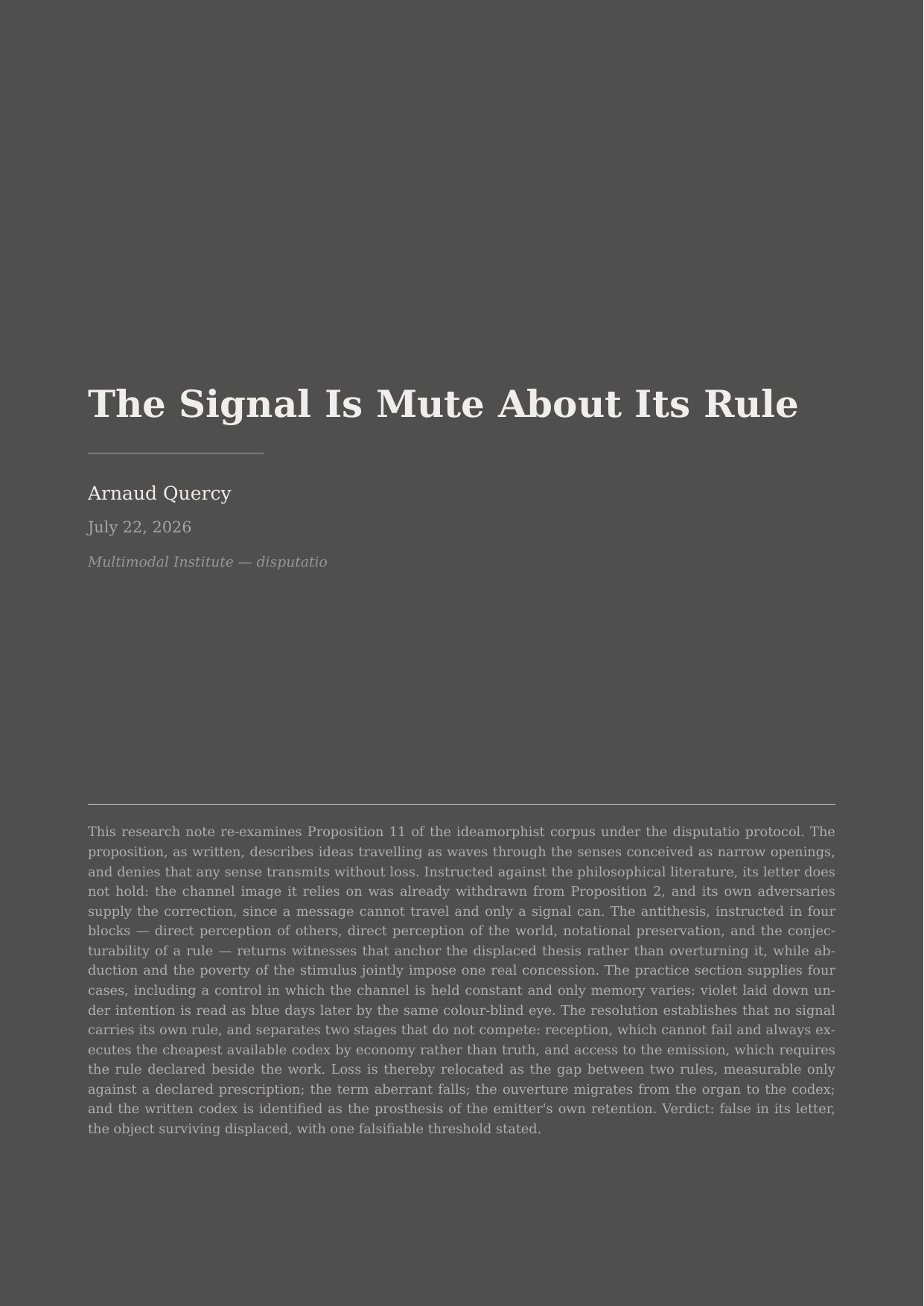 The Signal Is Mute About Its Rule