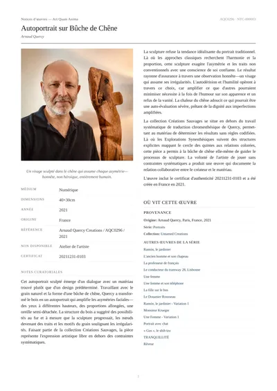 Autoportrait sur Bûche de Chêne
