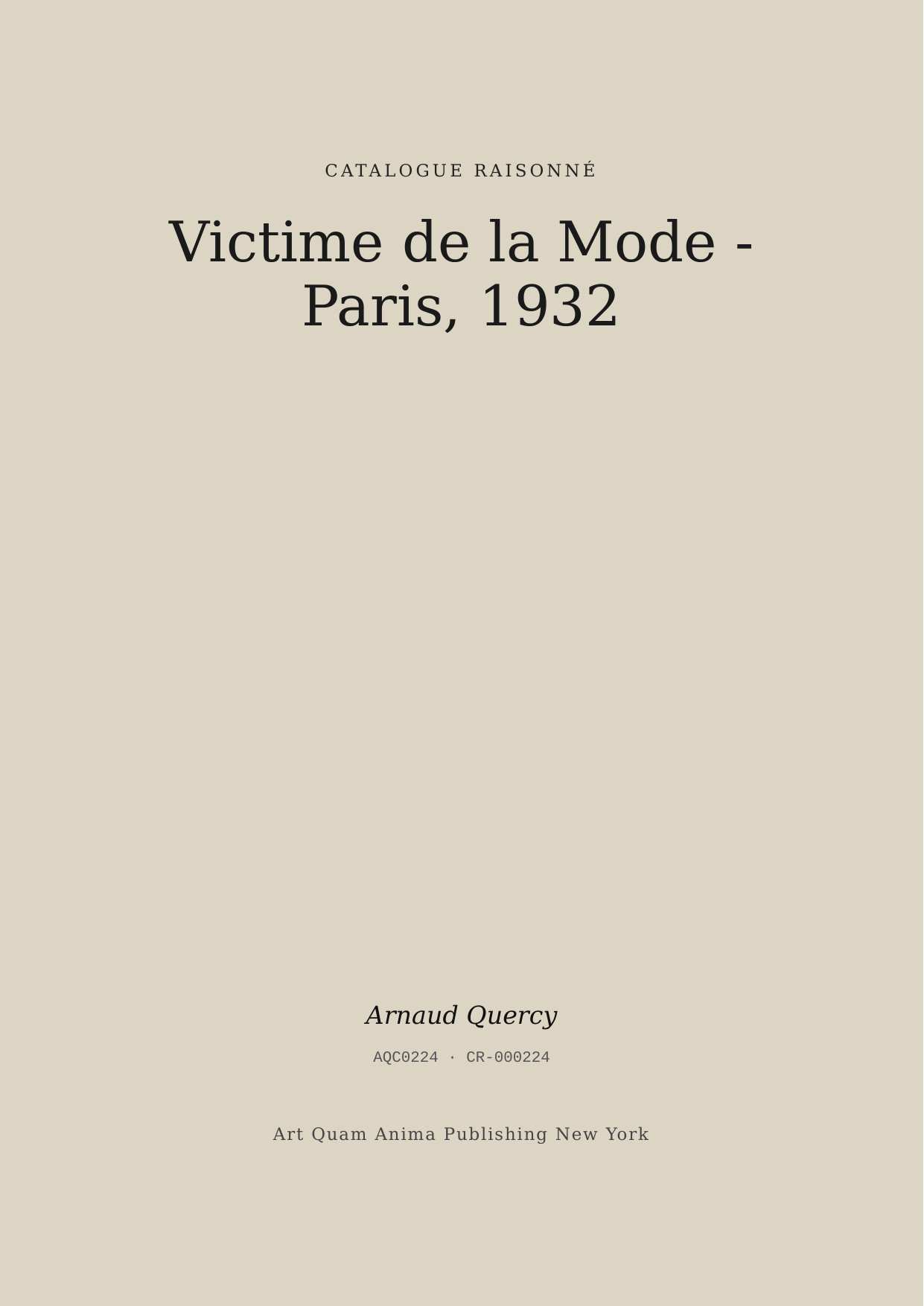 Victime de la Mode - Paris, 1932