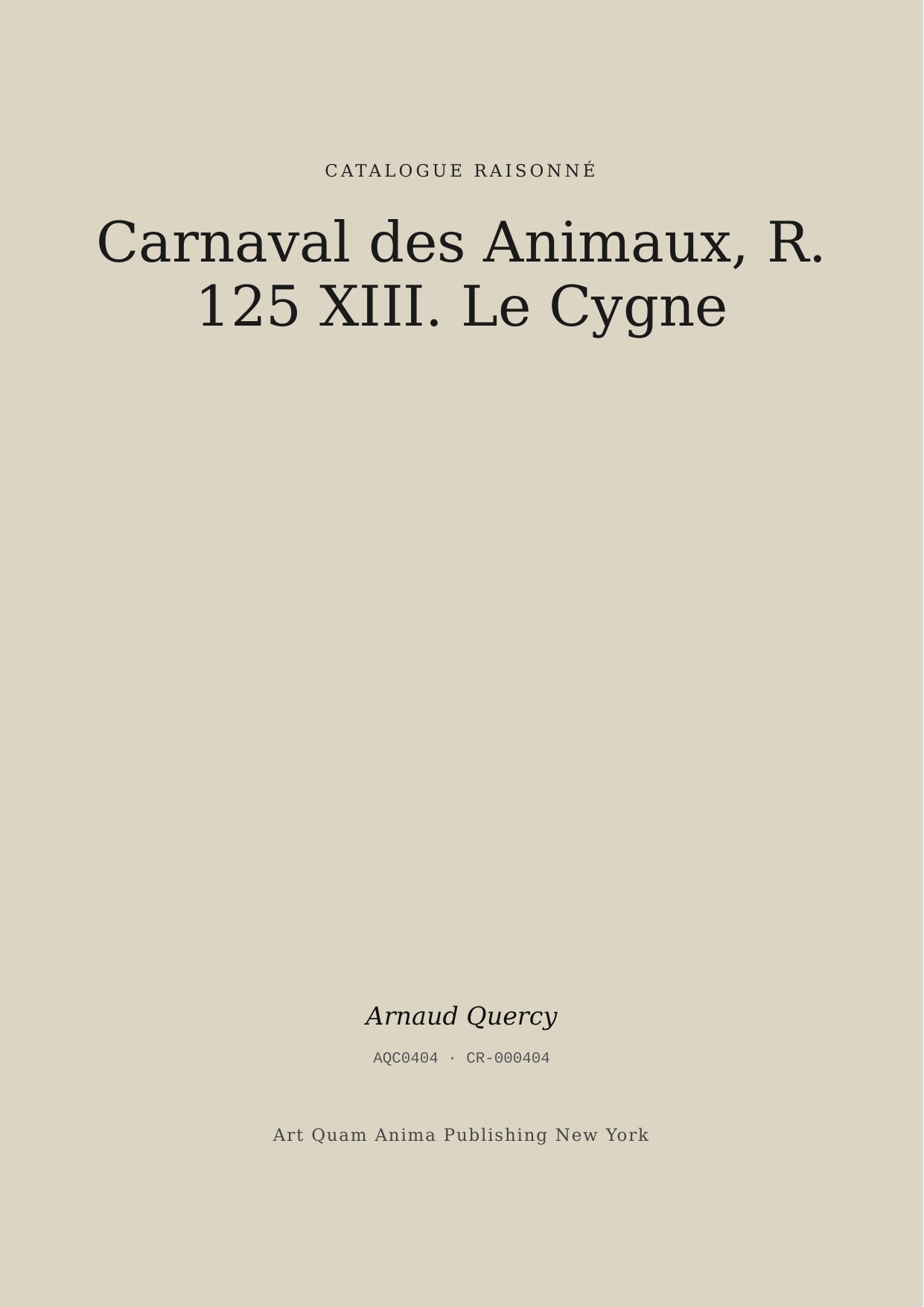 Carnaval des Animaux, R. 125 XIII. Le Cygne