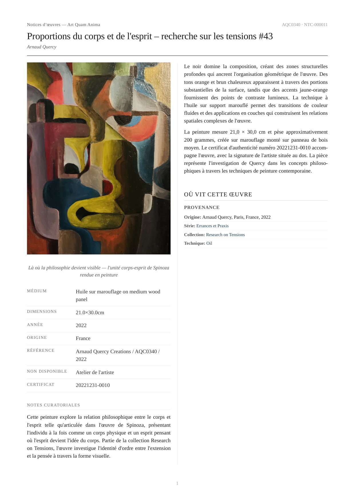 Proportions du corps et de l'esprit – recherche sur les tensions #43