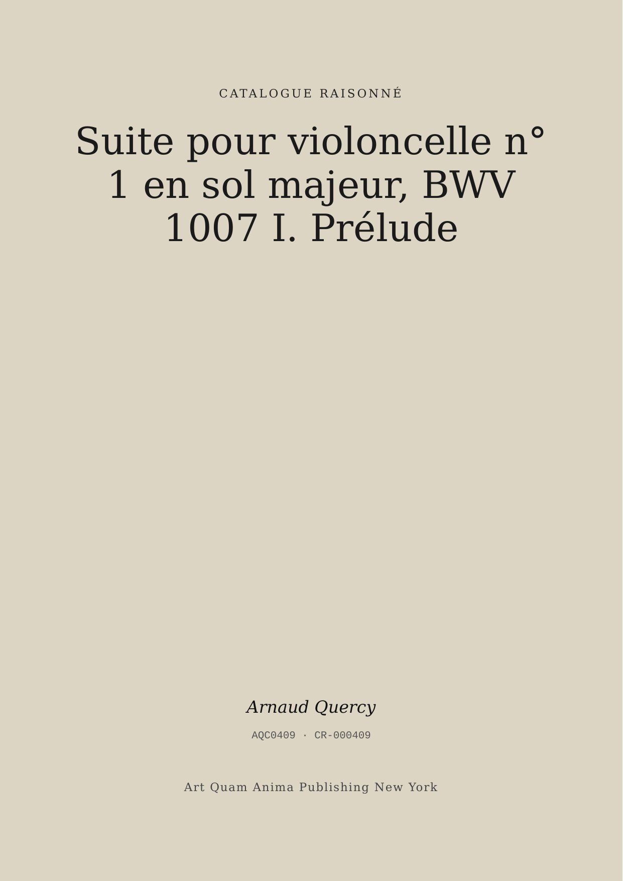 Suite pour violoncelle n° 1 en sol majeur, BWV 1007 I. Prélude