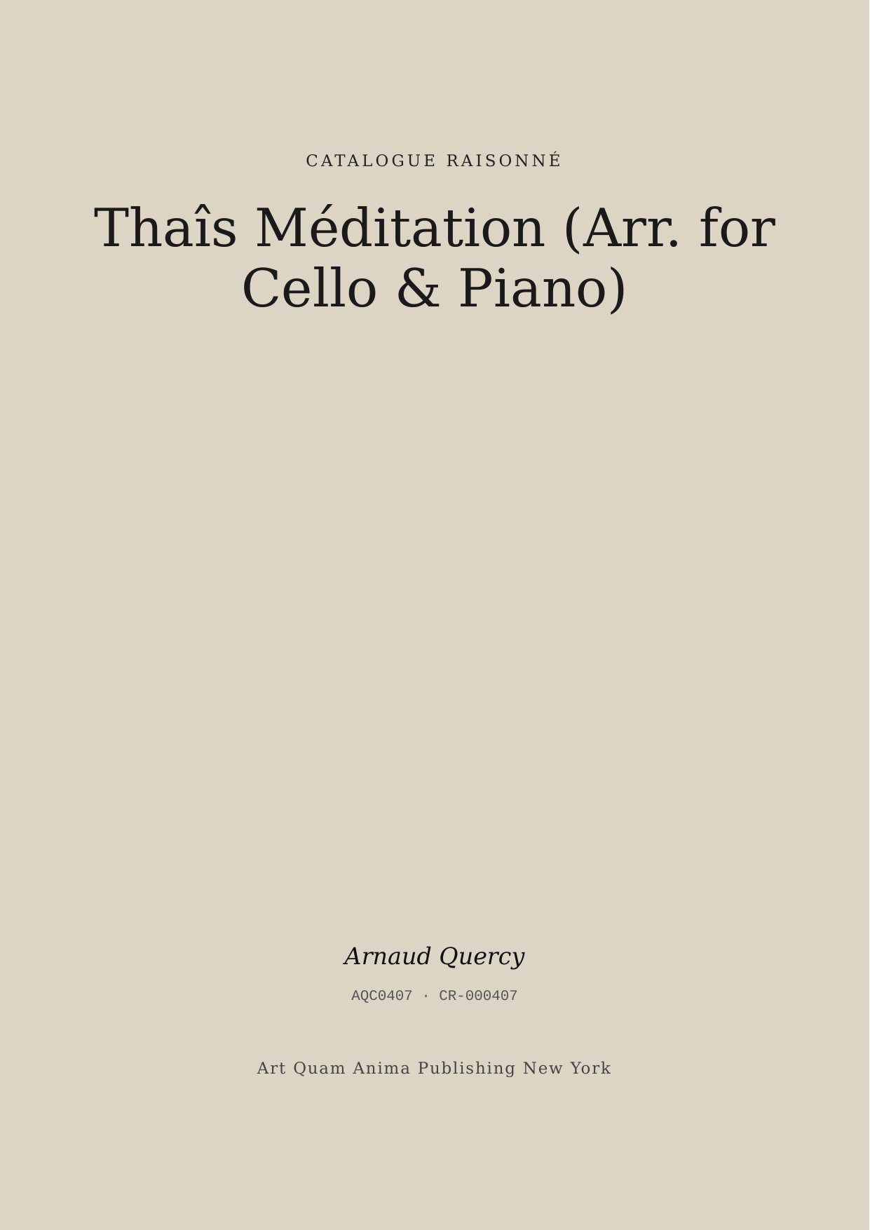 Thaîs Méditation (Arr. for Cello & Piano)