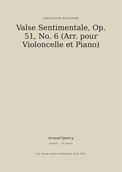 Valse Sentimentale, Op. 51, No. 6 (Arr. pour Violoncelle et Piano)