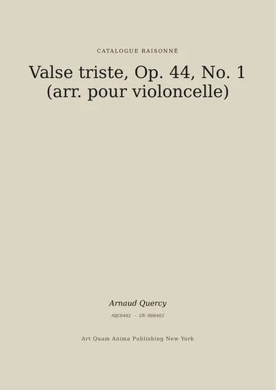 Valse triste, Op. 44, No. 1 (arr. pour violoncelle)