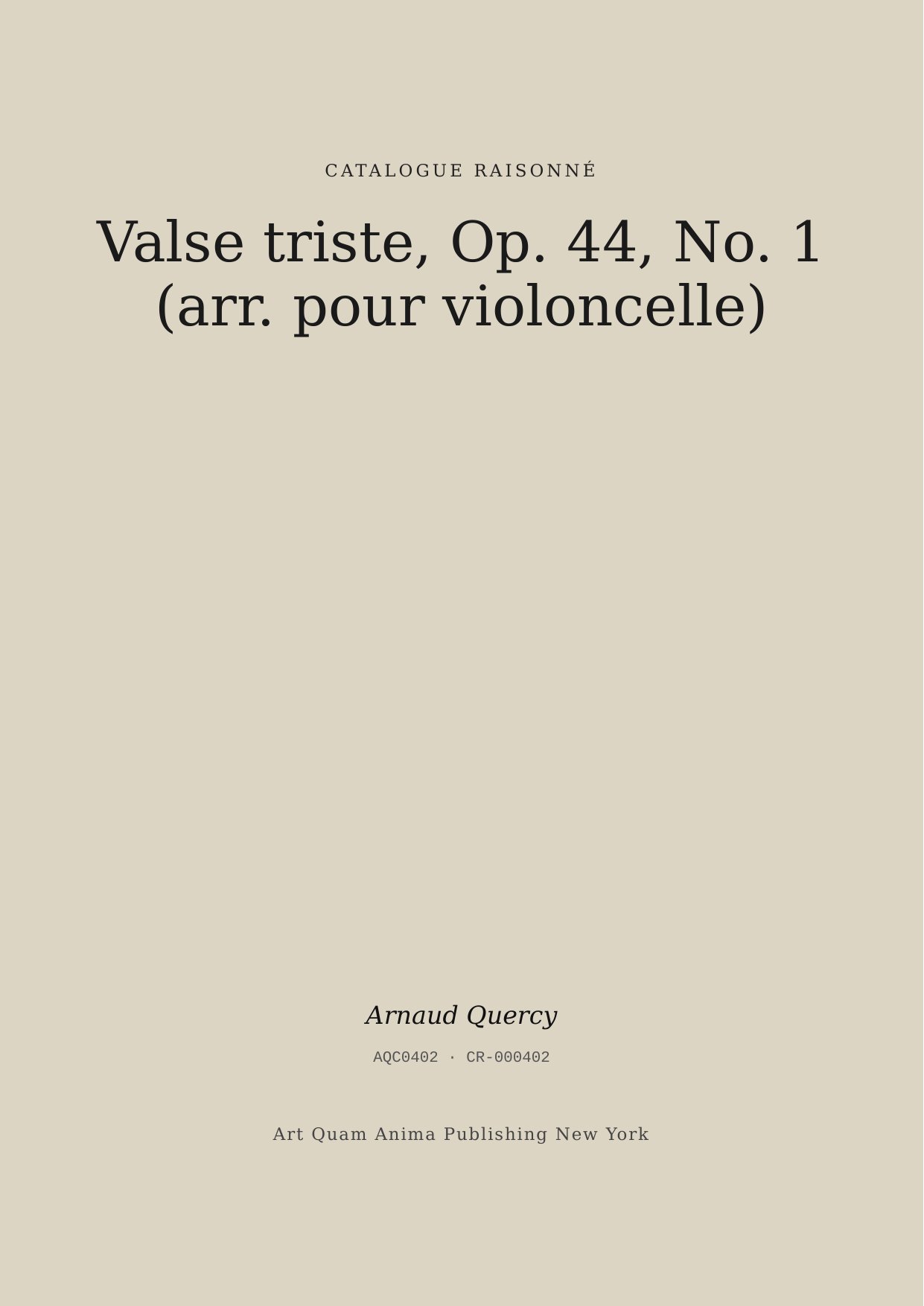 Valse triste, Op. 44, No. 1 (arr. pour violoncelle)