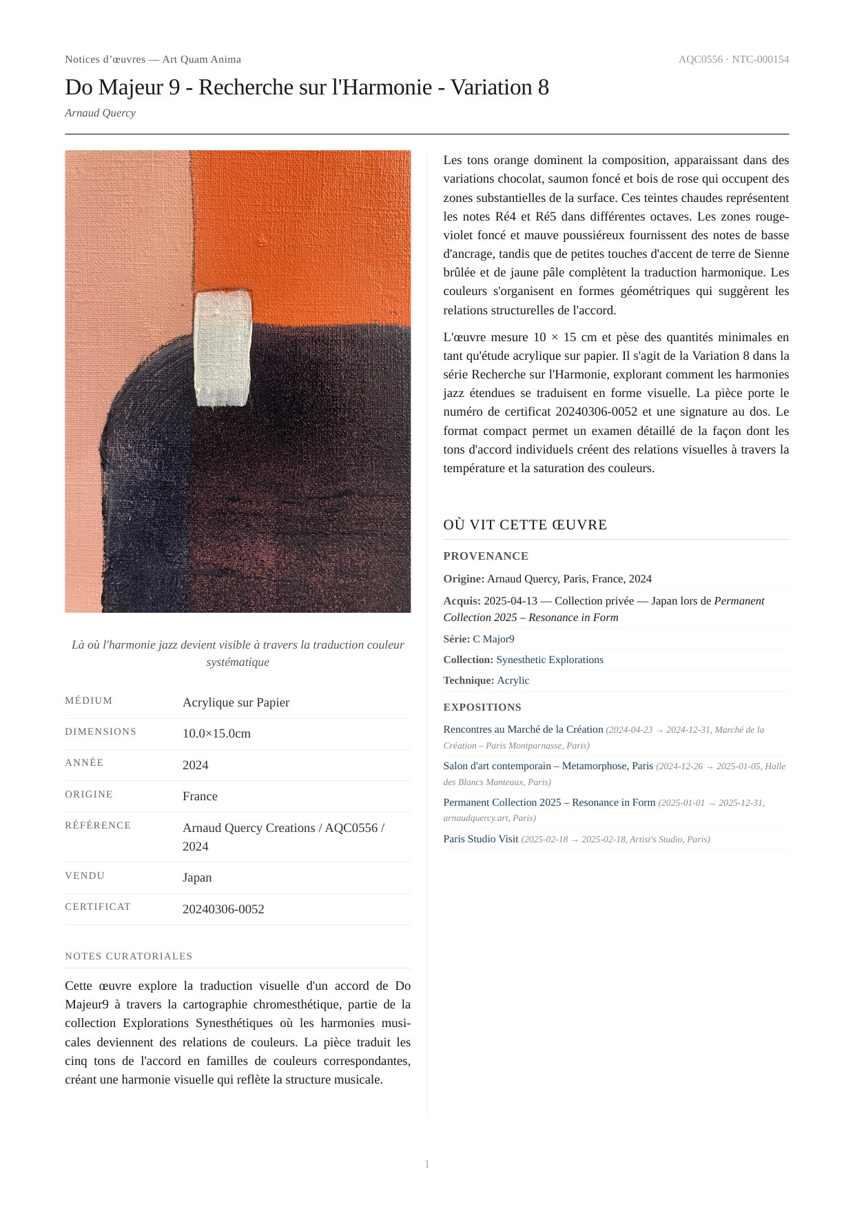 Do Majeur 9 - Recherche sur l'Harmonie - Variation 8