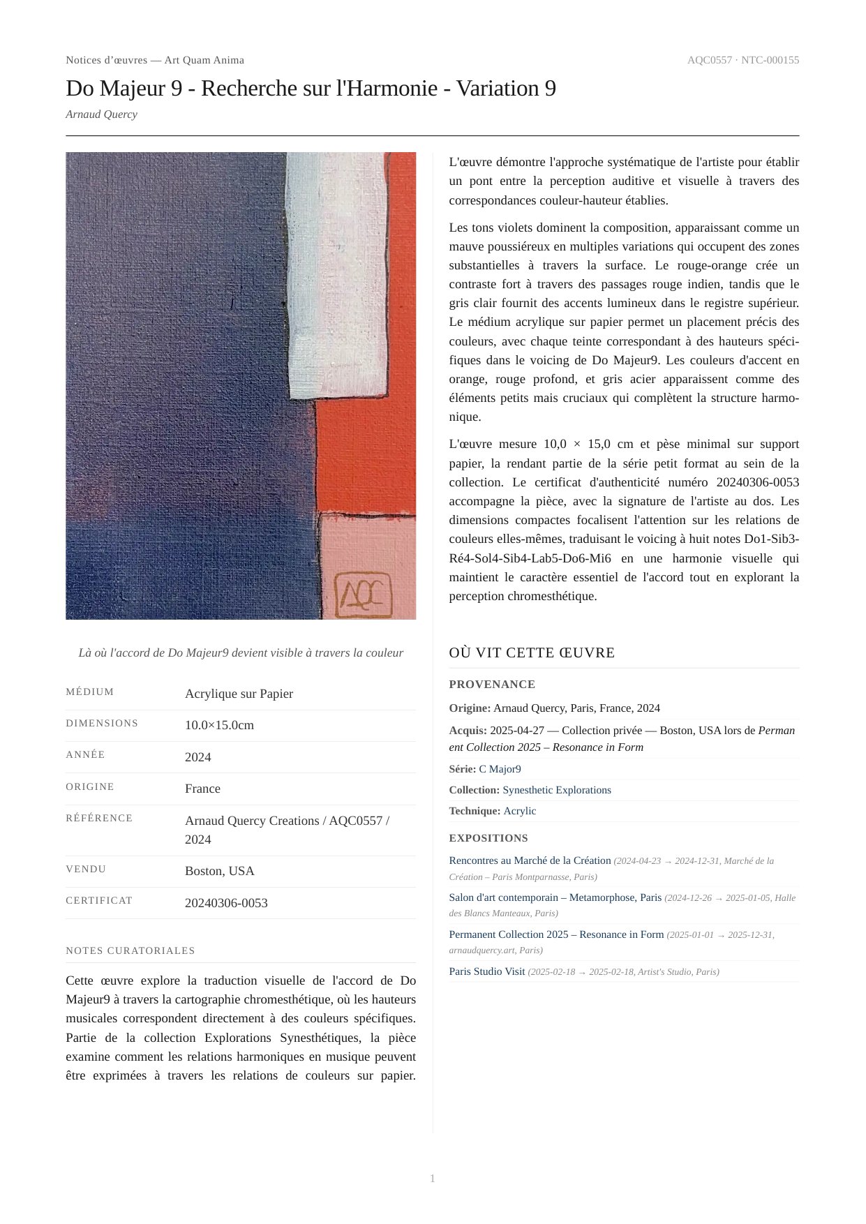 Do Majeur 9 - Recherche sur l'Harmonie - Variation 9