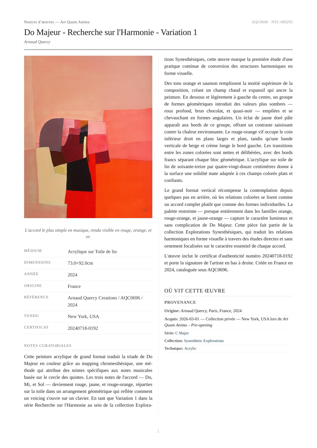 Do Majeur - Recherche sur l'Harmonie - Variation 1