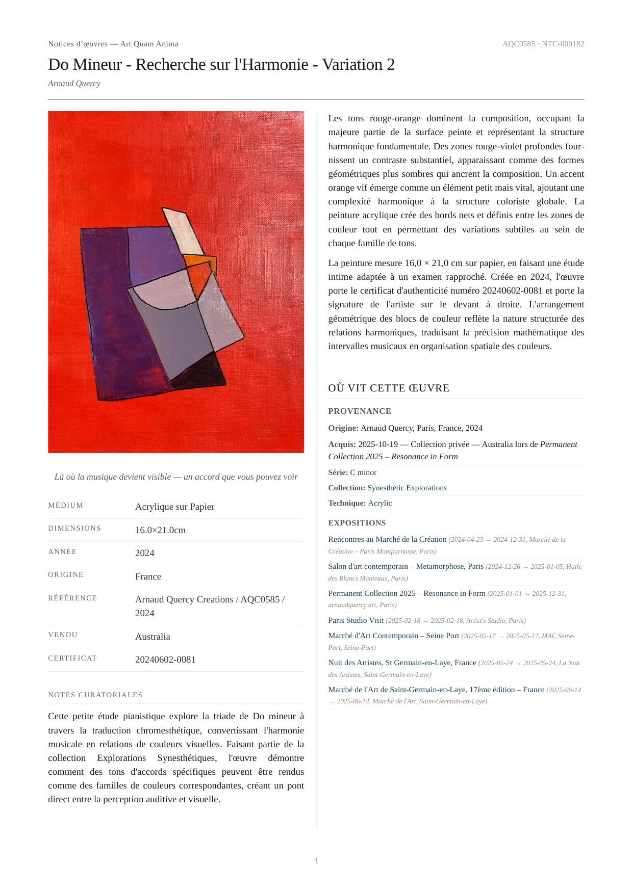 Do Mineur - Recherche sur l'Harmonie - Variation 2