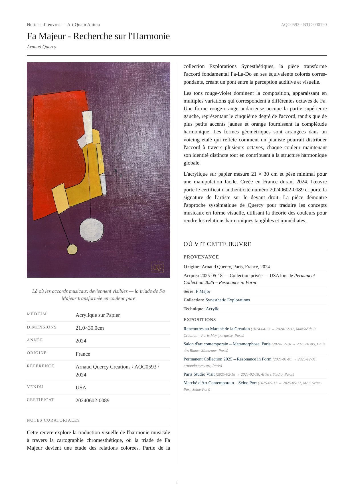 Fa Majeur - Recherche sur l'Harmonie