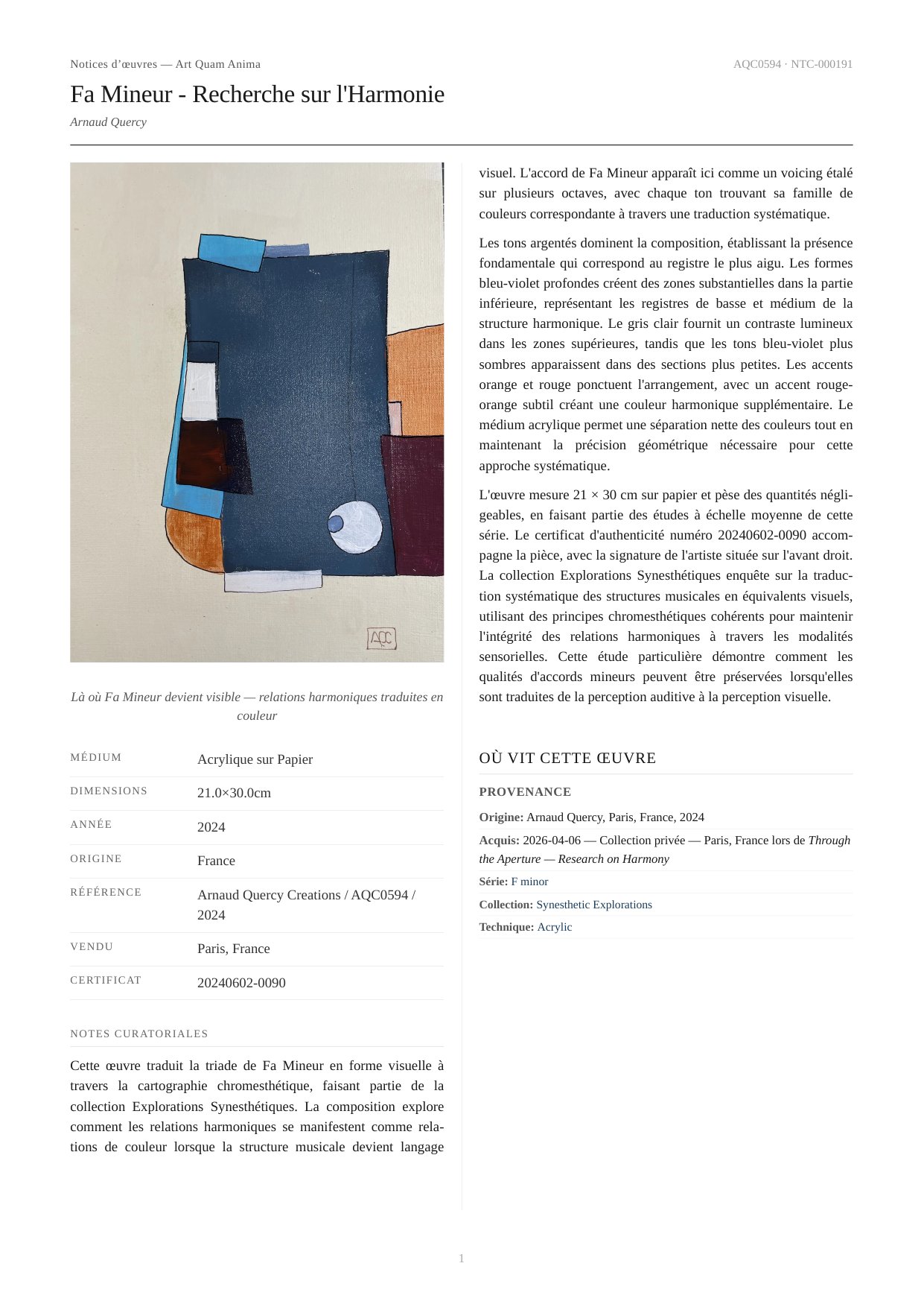 Fa Mineur - Recherche sur l'Harmonie