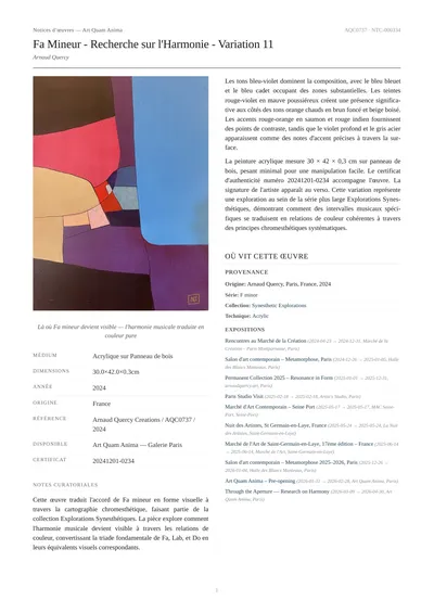 Fa Mineur - Recherche sur l'Harmonie - Variation 11