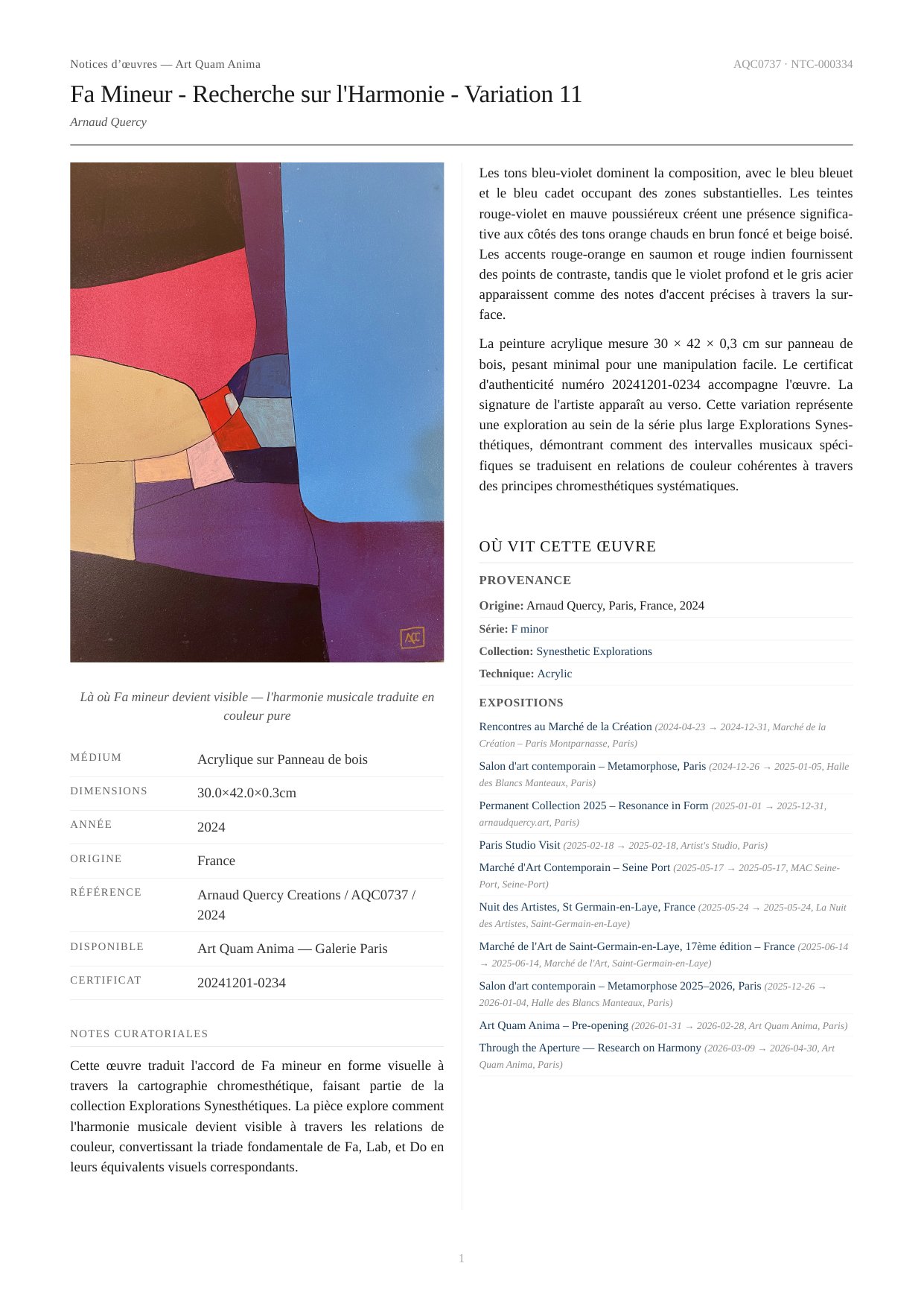 Fa Mineur - Recherche sur l'Harmonie - Variation 11