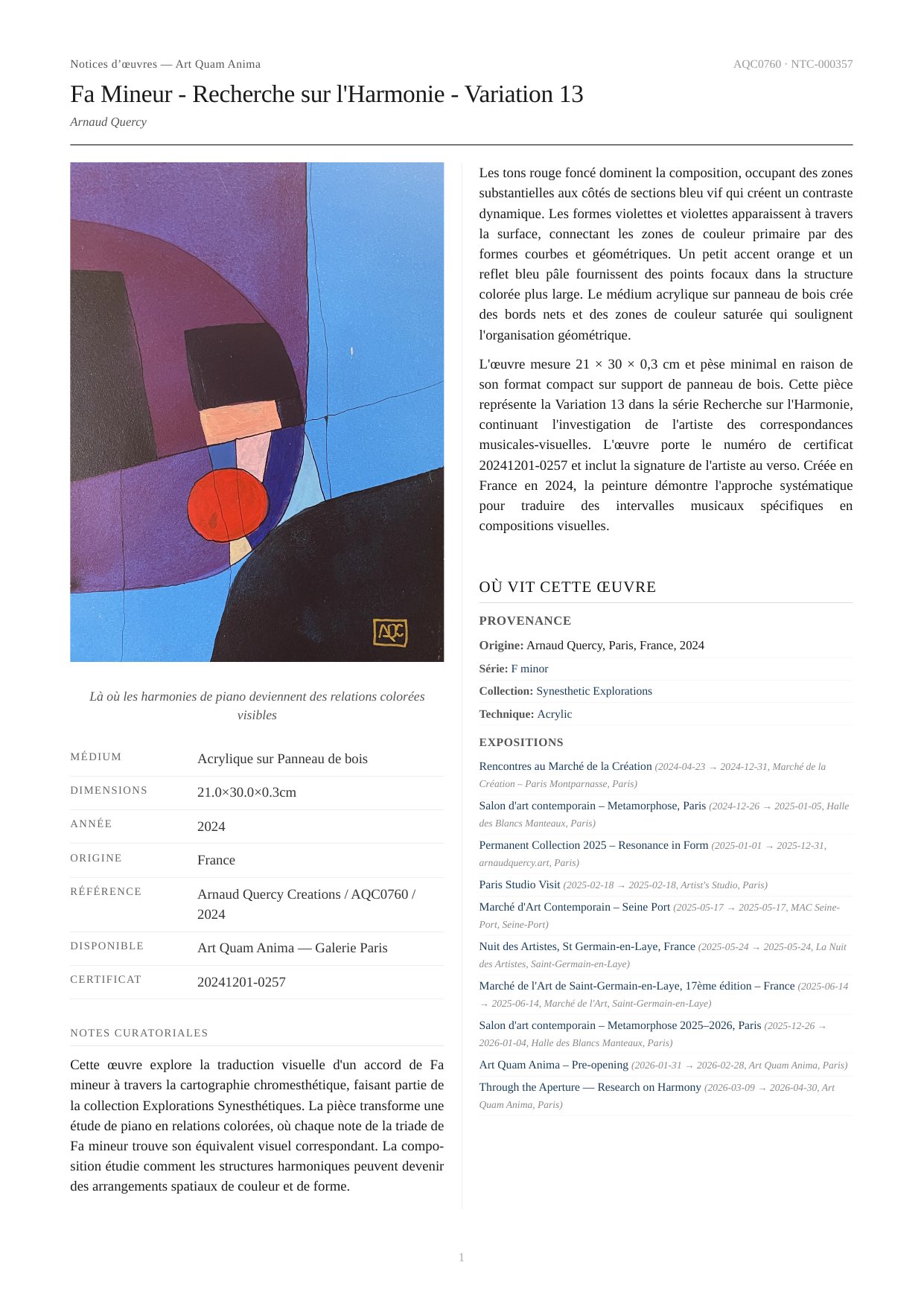 Fa Mineur - Recherche sur l'Harmonie - Variation 13
