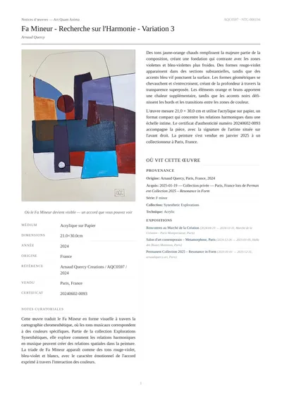 Fa Mineur - Recherche sur l'Harmonie - Variation 3