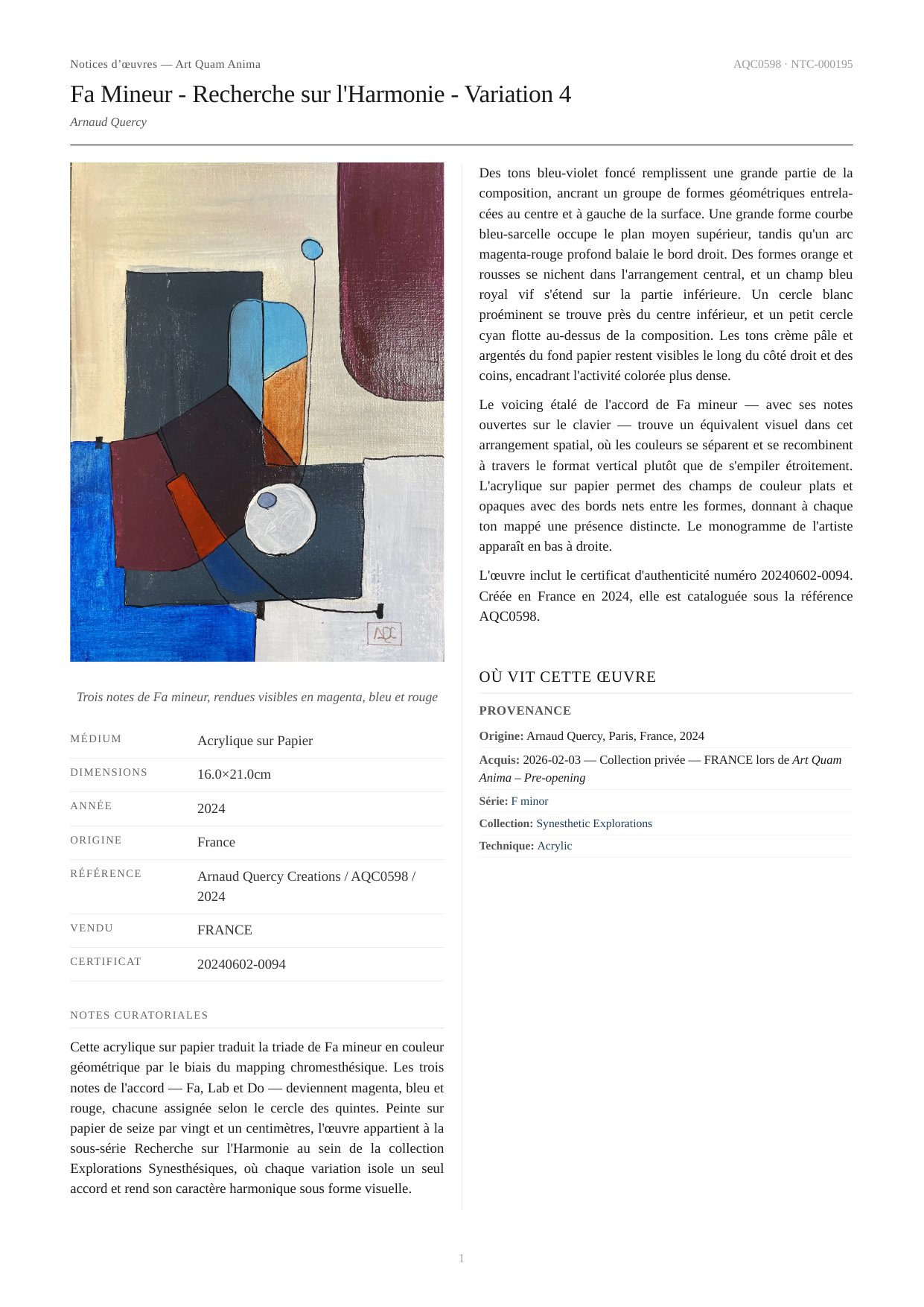 Fa Mineur - Recherche sur l'Harmonie - Variation 4
