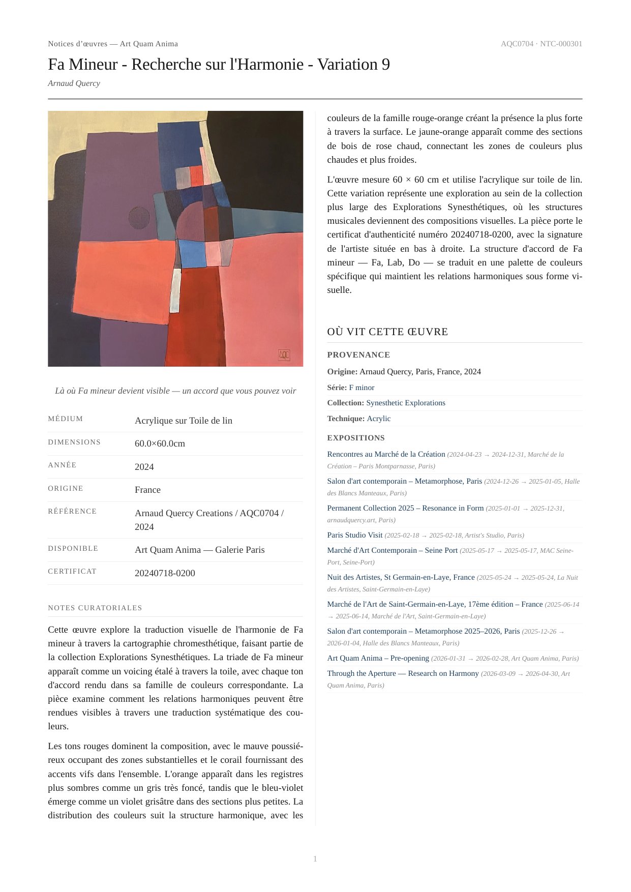 Fa Mineur - Recherche sur l'Harmonie - Variation 9