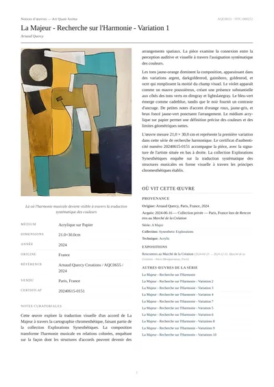 La Majeur - Recherche sur l'Harmonie - Variation 1