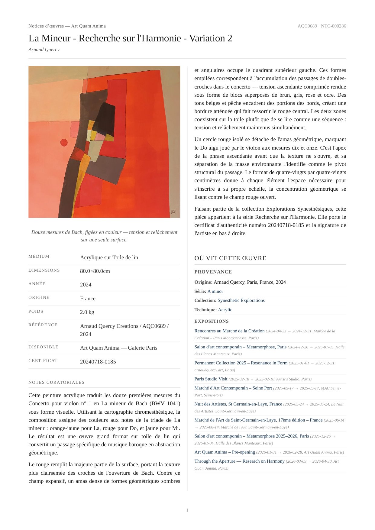 La Mineur - Recherche sur l'Harmonie - Variation 2