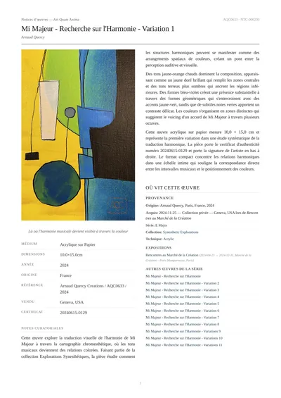 Mi Majeur - Recherche sur l'Harmonie - Variation 1