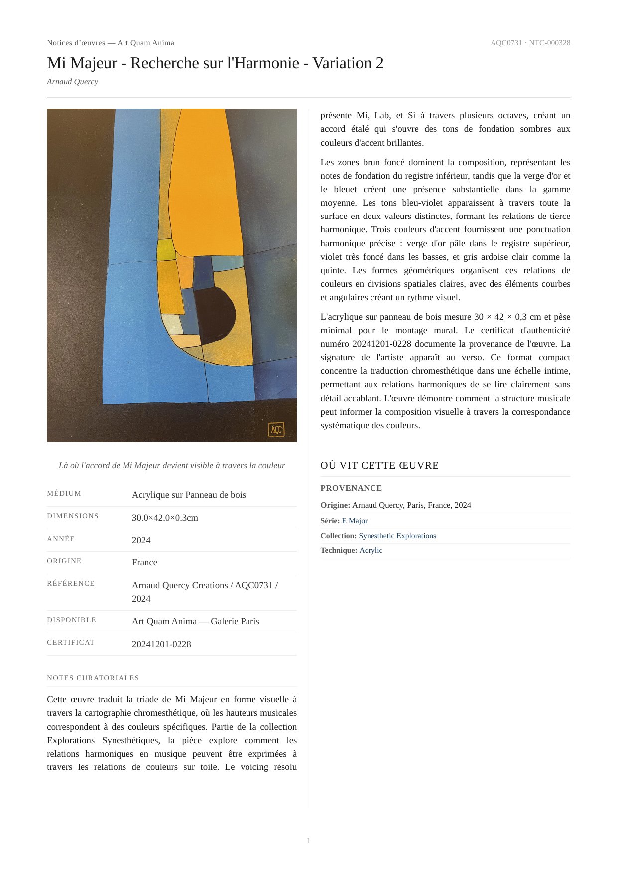 Mi Majeur - Recherche sur l'Harmonie - Variation 2