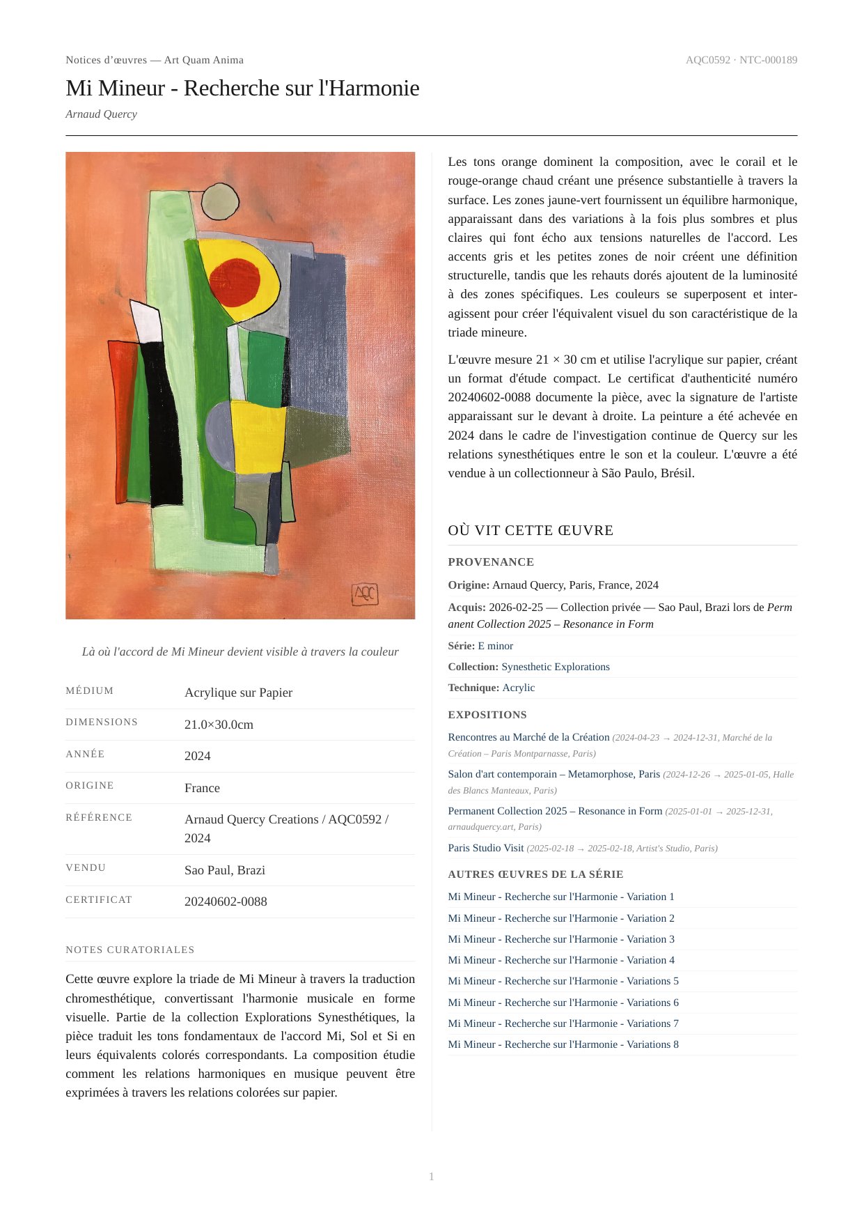 Mi Mineur - Recherche sur l'Harmonie