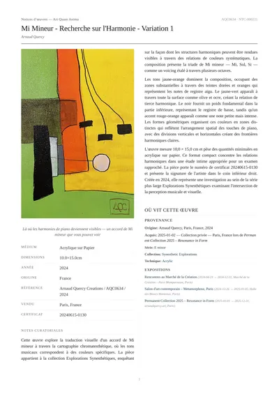 Mi Mineur - Recherche sur l'Harmonie - Variation 1