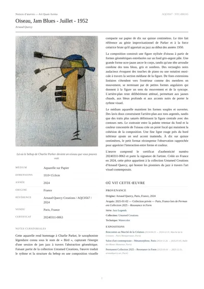 Oiseau, Jam Blues - Juillet - 1952