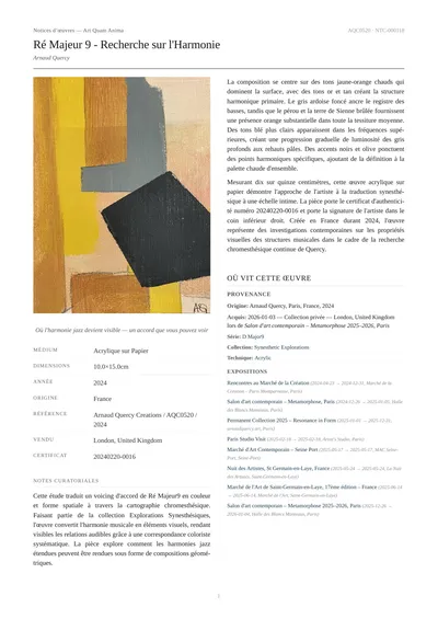 Ré Majeur 9 - Recherche sur l'Harmonie