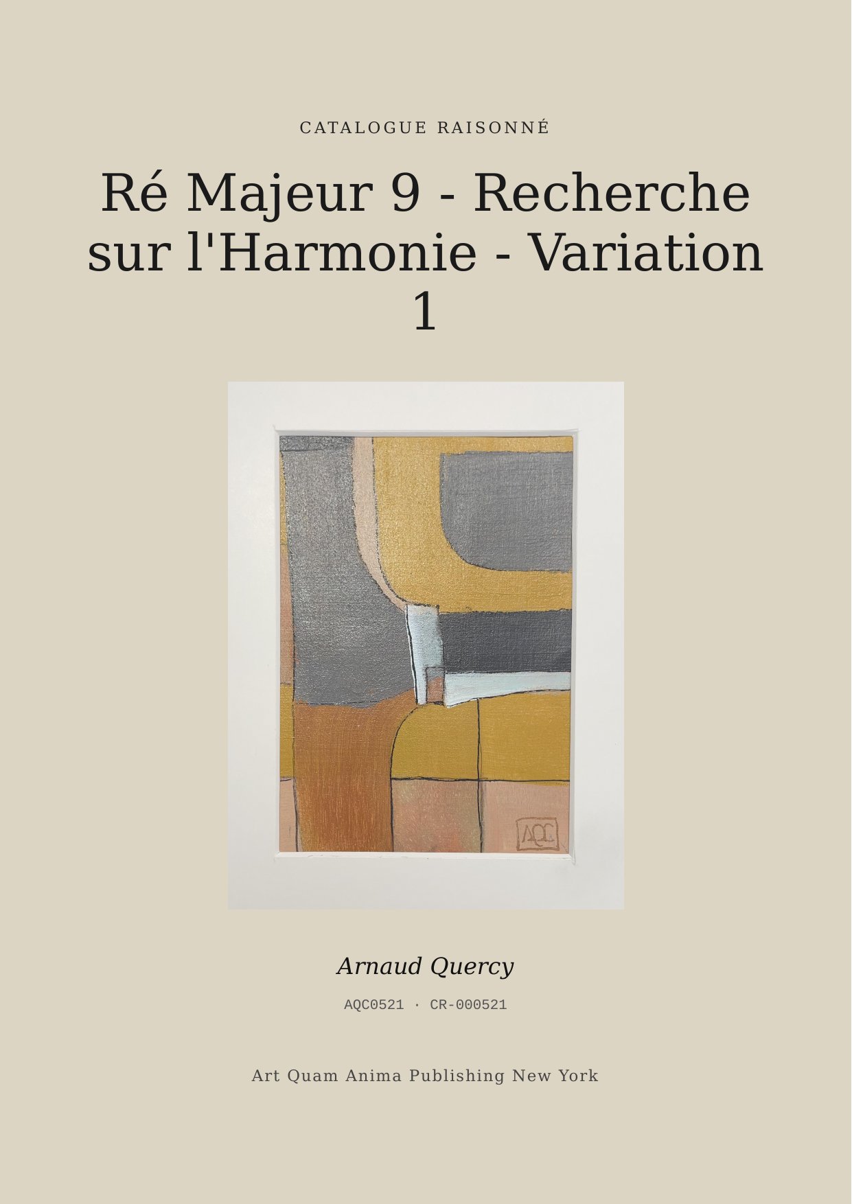 Ré Majeur 9 - Recherche sur l'Harmonie - Variation 1