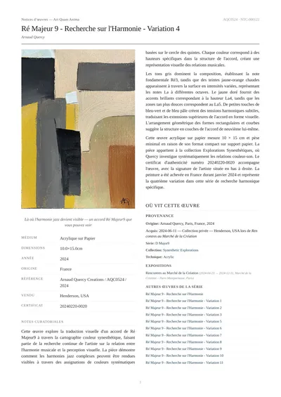 Ré Majeur 9 - Recherche sur l'Harmonie - Variation 4