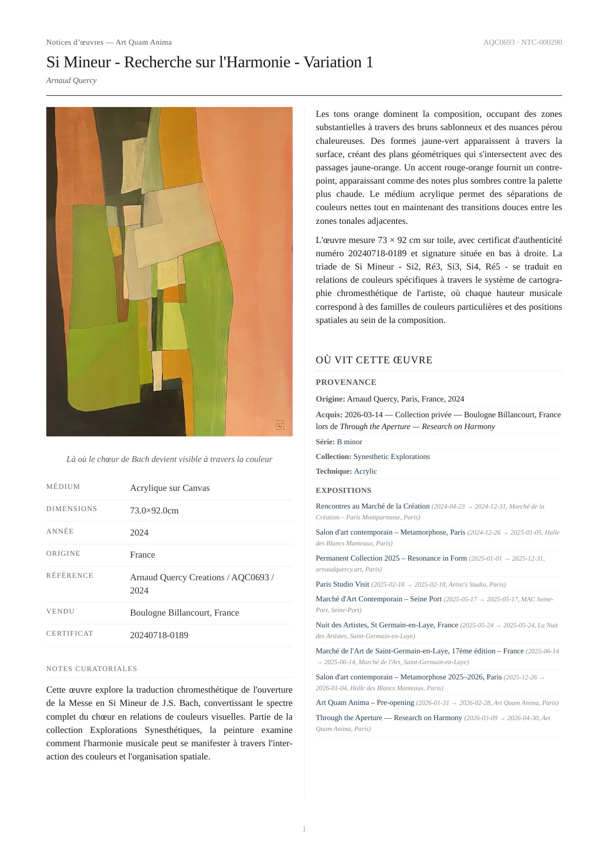 Si Mineur - Recherche sur l'Harmonie - Variation 1