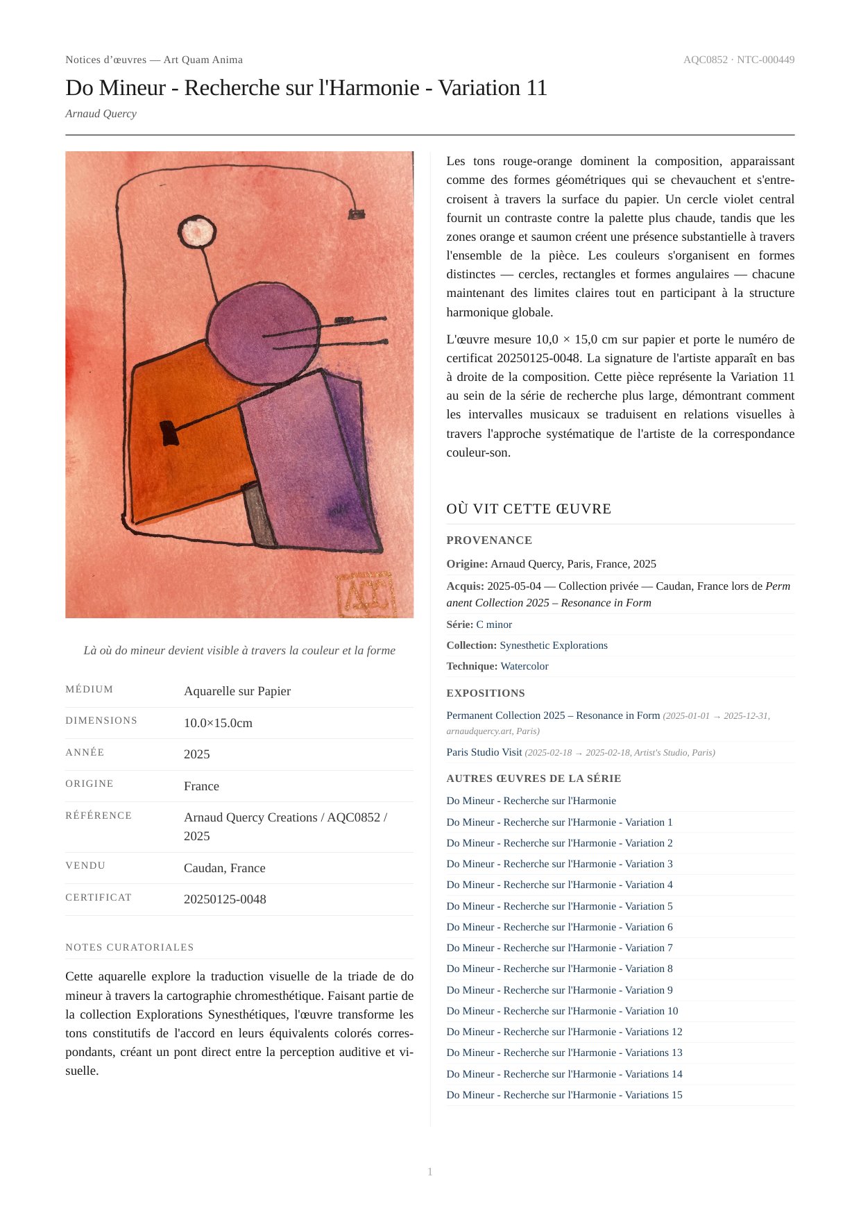 Do Mineur - Recherche sur l'Harmonie - Variation 11
