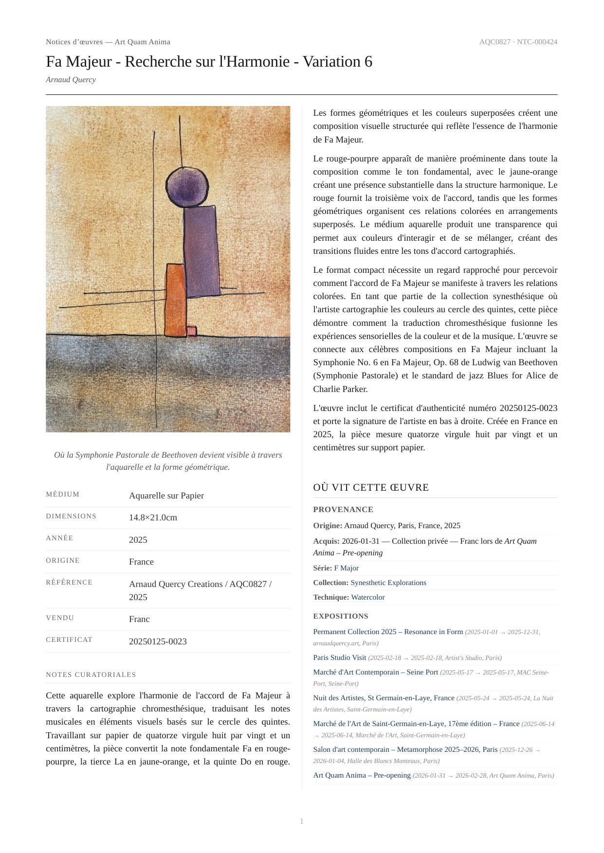 Fa Majeur - Recherche sur l'Harmonie - Variation 6
