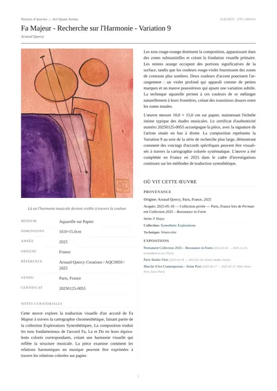 Fa Majeur - Recherche sur l'Harmonie - Variation 9
