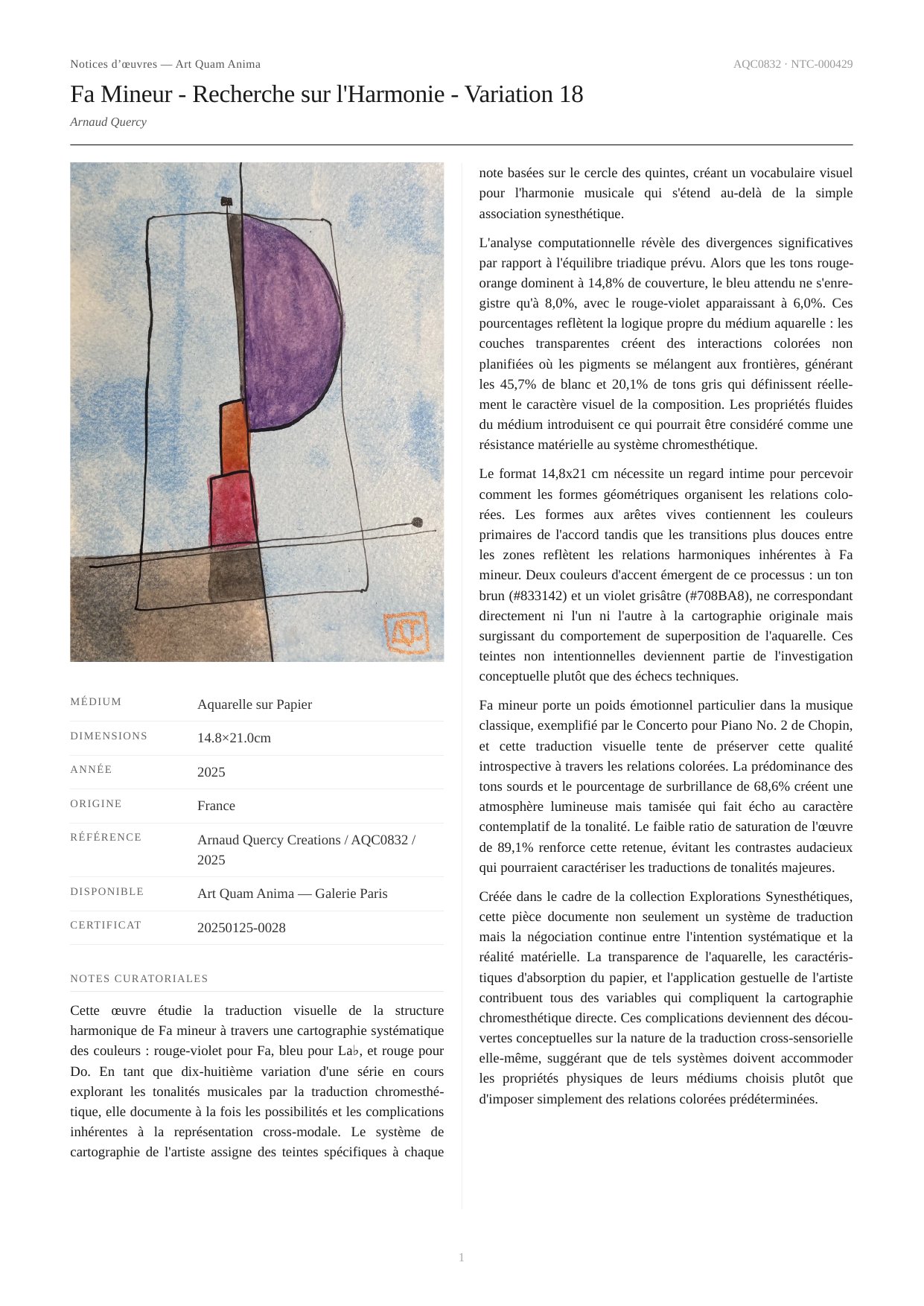 Fa Mineur - Recherche sur l'Harmonie - Variation 18