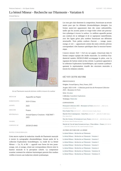 La bémol Mineur - Recherche sur l'Harmonie - Variation 6