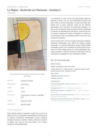 La Majeur - Recherche sur l'Harmonie - Variation 5